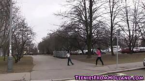 Young teen bathing in shower with lesbian friend, exploring gentle touches and kisses