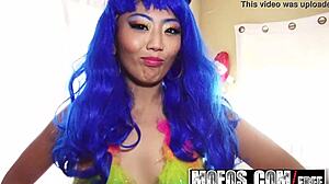 Miko Dai, Asian teen, undresses for hidden POV pervs.