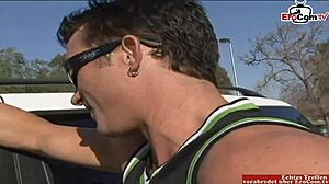 Brunette with big tits picked up on the street.