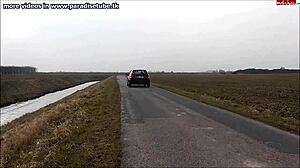 amateur blonde rides in car