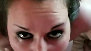 She gives an amazing deepthroat blowjob and swallows the cum.