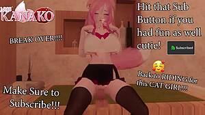 Cat girl Kanako finds a big cock and asks, can I fit this monster?