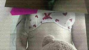 shy cute student moans while masturbating secretly in bathroom