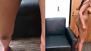 Ebony hottie Lala Camille debuts in hardcore choking and fucking!