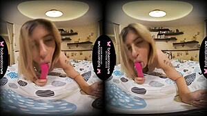 Solo blonde fuck doll lika luna is masturbating in vr