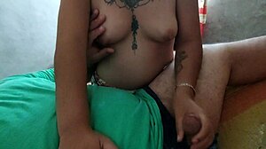 giving oral to my husband while showing my natural tits 😍