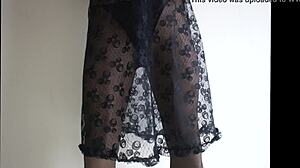 She teases in sheer pantyhose, upskirt view of her wet panties