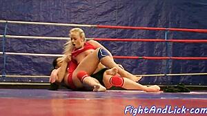 Glamour babes wrestling and pussylicking