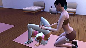 Friends having fun in yoga