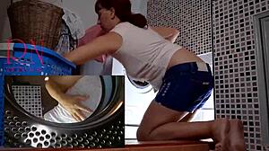 I dominated my submissive housewife in the laundry machine