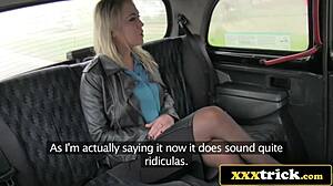 london cab driver sucks hot blonde's fake big boobs