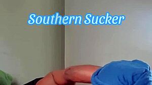 In the south, she licks his ass deeply while throating his cock, spitting and choking on the mouthful of cum from ball licking and anal close-up.