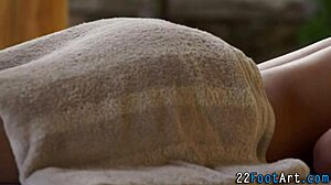 Cutie Gives Hot Footjob to Big Cock