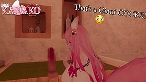 Cat girl Kanako finds a big cock and asks, can I fit this monster?