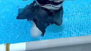 Big natural tits bouncing in the pool.