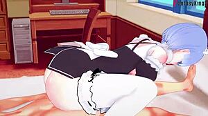rem from re zero gets fucked hard by maid with big boobs in hentai pov scene
