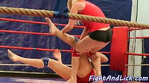 Glamour babes wrestling and pussylicking