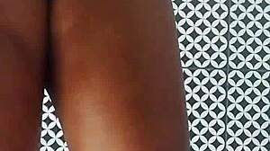 Look at this housewife washing the bathroom with her giant ass naked