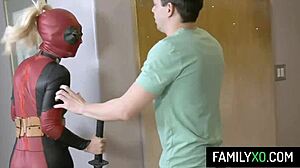 Blonde Step Sister Bella Rose in Deadpool Costume Teases Nerd Step Brother Playfully