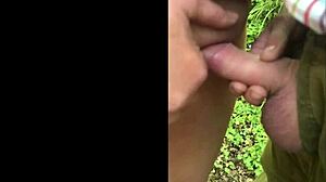 Wanking outdoors in the woods with my big-titted wife, so hot!