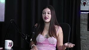 Andriza haack gives expert blowjob in sheer red lingerie