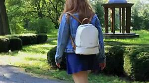 I watched a sexy milf voyeur masturbating her pussy outdoors in the park