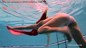 Firm Big Tits in Red Dress Underwater with Duna Bultihalo in Pool Scene