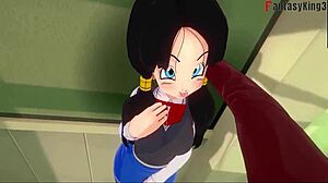 Dragon Ball Z Videl Watches Gohan and A18 Fucking Hard!