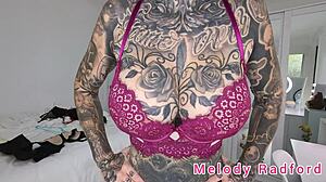 Melody Radford Tries on Black and Purple Lingerie