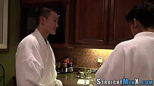 Asian twink tugs himself while bound in hot reality! 😈