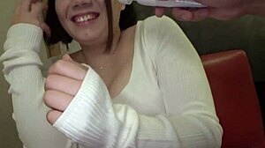 Hey, check out this amateur Japanese girl with natural tits getting hardcore cumshot