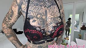 Melody Radford Tries on Black and Purple Lingerie