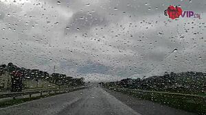 Cristina Almeida feels the thrill as she's fucked in the snack bar parking lot, receiving a creampie while her cuckold husband films