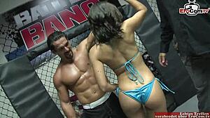 Brunette With Natural Tits Wins The Fight!