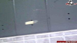 Busty milf fucked in locker room