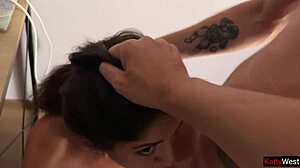 DOUBLE BLOWJOB WHORE FUCKED HARD IN MOUTH AND FACE!