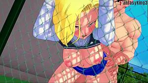 Dragon Ball Z Videl Watches Gohan and A18 Fucking Hard!