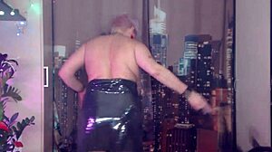 Hot dancing sexy mommy in stockings with solo masturbation and legs wide apart