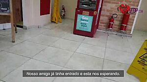 Cristina Almeida feels the thrill as she's fucked in the snack bar parking lot, receiving a creampie while her cuckold husband films