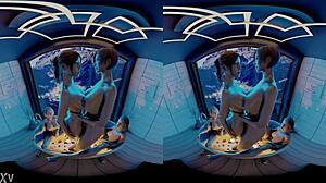 VReal 18K Claire and Ada Grind in Tub. Jill and Ashley Masturbate Nearby!