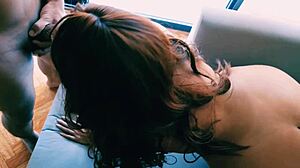 Indian couple engages in intense fucking, blowjob, and swallowing with big ass focus