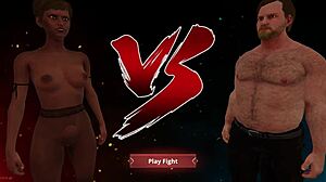 Madelyn vs ethan in naked fighter game with wrestling moves