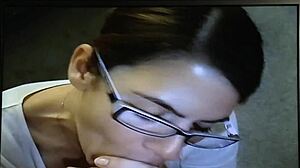 World Class Bookworm Gives Blowjob In Classroom Setting