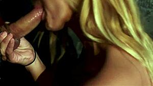 Sexy Blonde Sarah Devours Monster Cock in Glory Hole