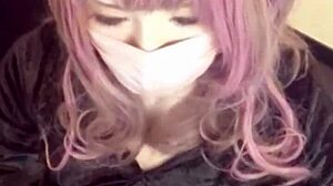 hey, check out this cute asian ladyboy masturbating in cat ears 😺