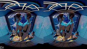 VReal 18K Claire and Ada Grind in Tub. Jill and Ashley Masturbate Nearby!