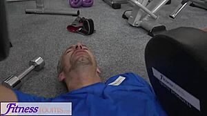 petite british athlete trains hard in gym