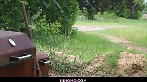 ryan rose and pheonix fellington have interracial gay anal under trees