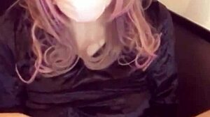 hey, check out this cute asian ladyboy masturbating in cat ears 😺