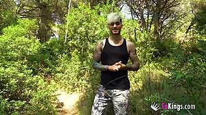 blind outdoor fuck with horny brunette